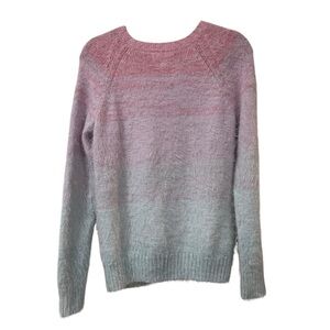 Abercrombie kids fuzzy pastel ombré sweater pink blue size 13/14 cozy knit